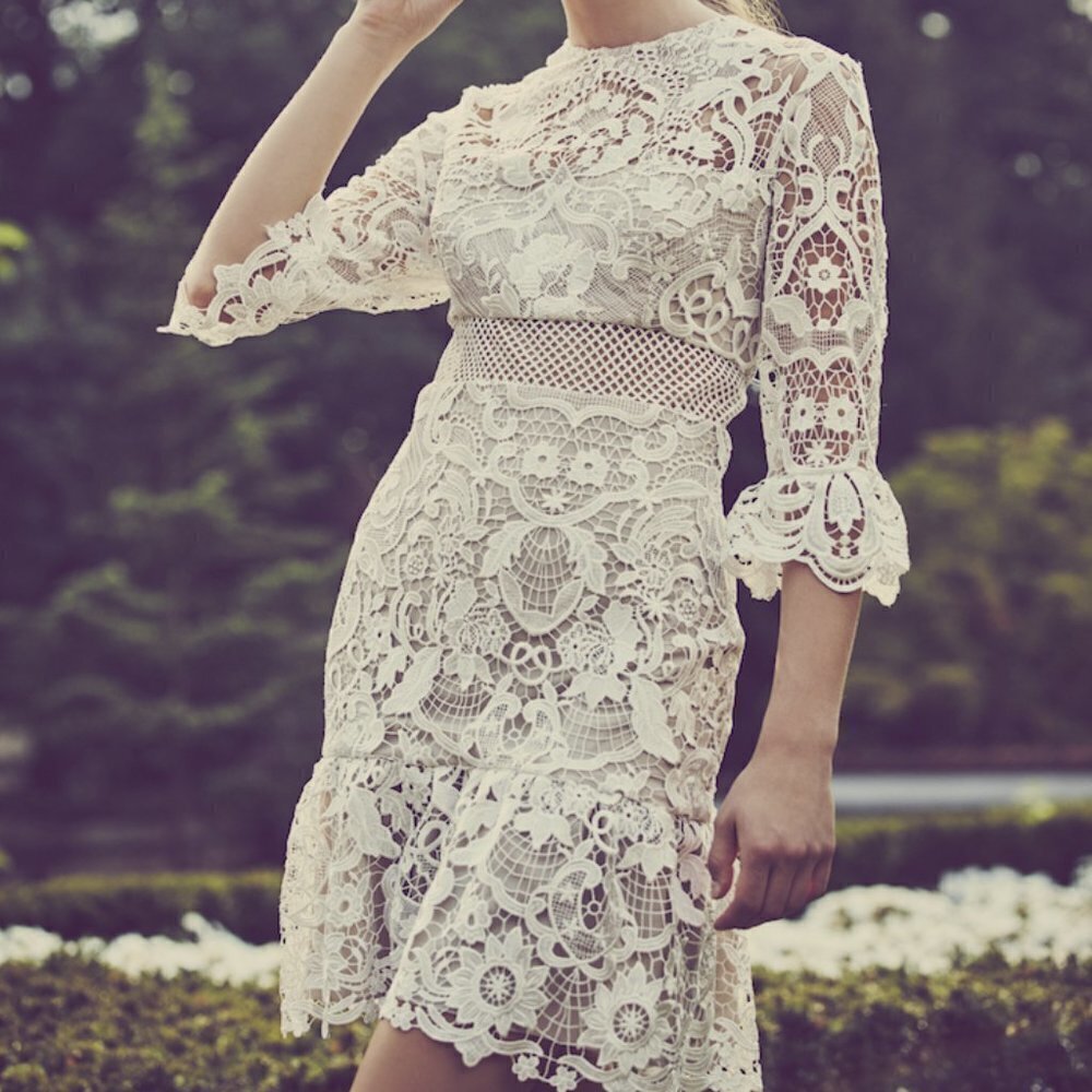 Mestiza New York White Nude Lucia Ruffled Lace Mini Dress 2